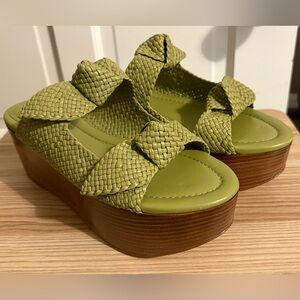 Alexandre Birman Asymmetric Clarita Braided Baby Leaf Platform Sz 40